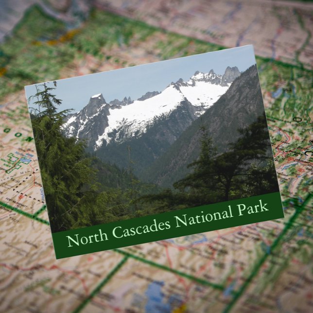 North Cascades National Park Travel Photo Postcard (In Situ Map)