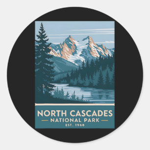 North Cascades National Park Vintage Camping Men W Classic Round Sticker