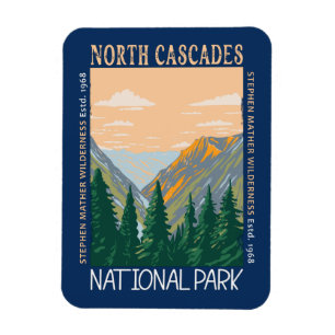 North Cascades National Park Vintage Distressed  Magnet