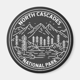 North Cascades National Park Washington Monoline  Magnet