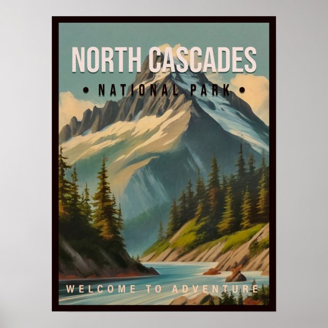 North Cascades National Park Washington Vintage Poster (Front)