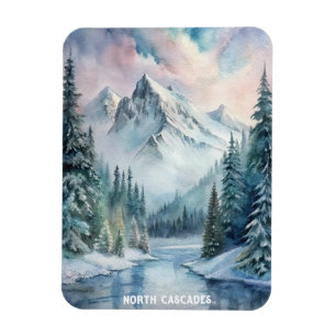 North Cascades National Park Watercolor Painting Magnet