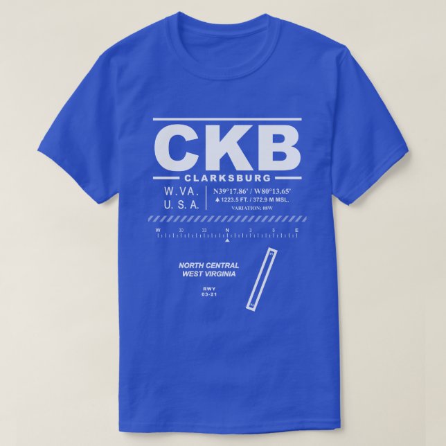 North Central West Virginia Airport CKB T-Shirt (Design Front)