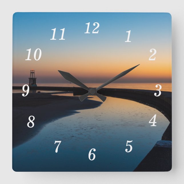 North Chicago Lighthouse Dawn Wall Clock (Front)