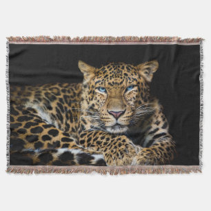 North China Leopard Zoo Illustration Throw Blanket