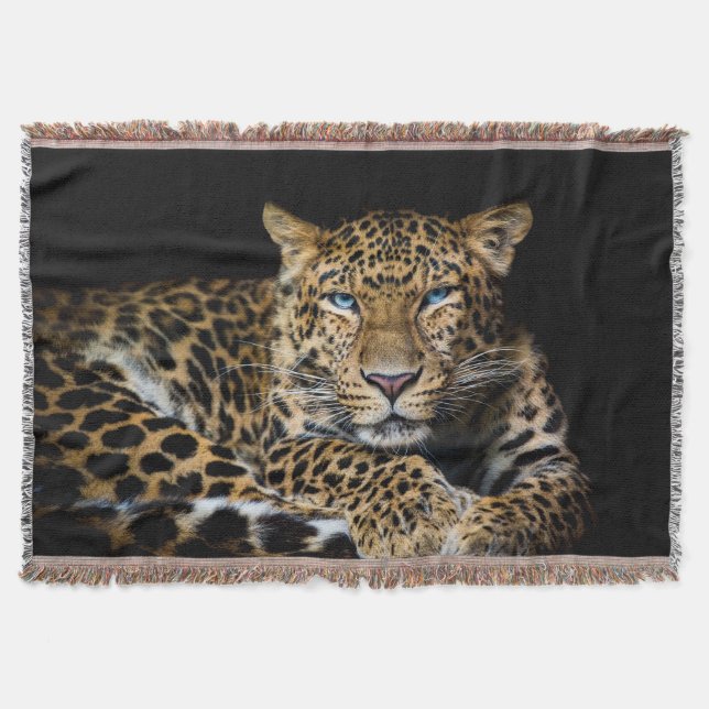 North China Leopard Zoo Illustration Throw Blanket (Front)