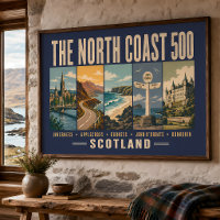 North Coast 500 Scotland Landmarks Illustration