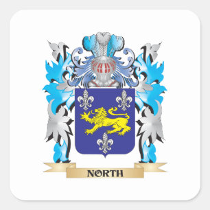 North Coat of Arms - Family Crest Square Sticker