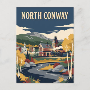 North Conway New Hampshire Railway Vintage Poster Postcard