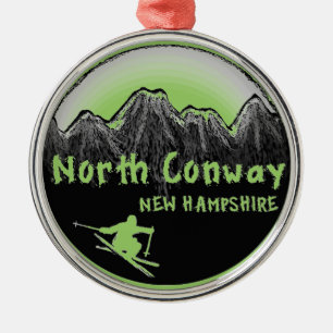 North Conway New Hampshire skier Metal Ornament
