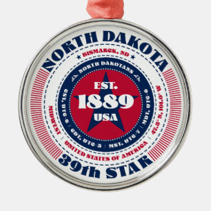 North Dakota 39th State Christmas Ornament