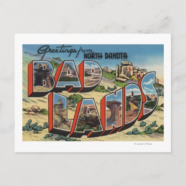 North Dakota - Badlands - Large Letter Scenes Postcard (Front)