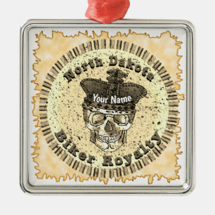 North Dakota Biker  Metal Ornament
