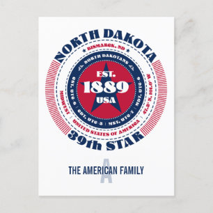 North Dakota, Bismarck, ND, Patriotic, Monogram Postcard