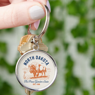 North Dakota Bison The Peace Garden State Key Ring