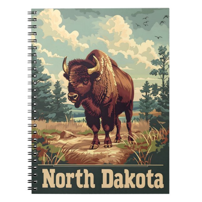 North Dakota Bison Vintage Notebook (Front)