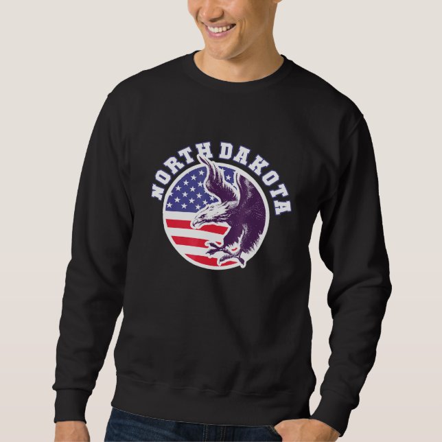 North Dakota Brave American Patriot Veteran Eagle  Sweatshirt (Front)