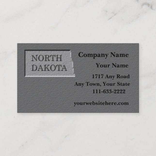 North Dakota  Business card  carved stone look (Front)