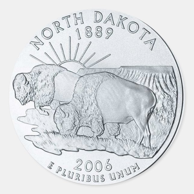 North Dakota Classic Round Sticker (Front)