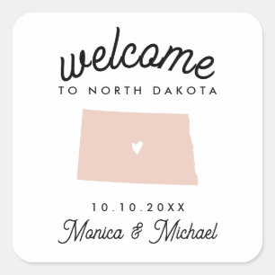 NORTH DAKOTA Destination Wedding ANY COLOR   Square Sticker