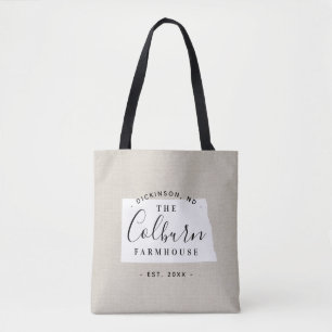 North Dakota Family Monogram State Tote Bag