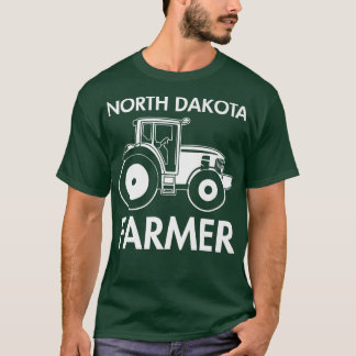North Dakota Farmer Vintage  Men Tractor Farm Loca T-Shirt