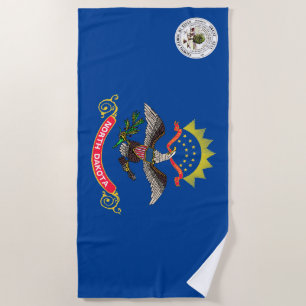 North Dakota flag Beach Towel