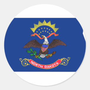 North Dakota Flag Map Classic Round Sticker