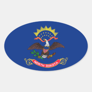 North Dakota flag Oval Sticker