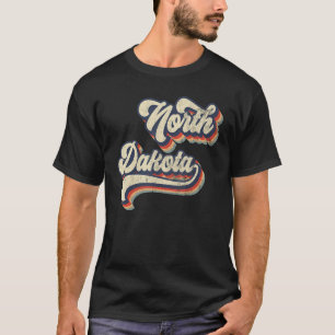 North Dakota Home State USA 70s Vintage Retro Dist T-Shirt