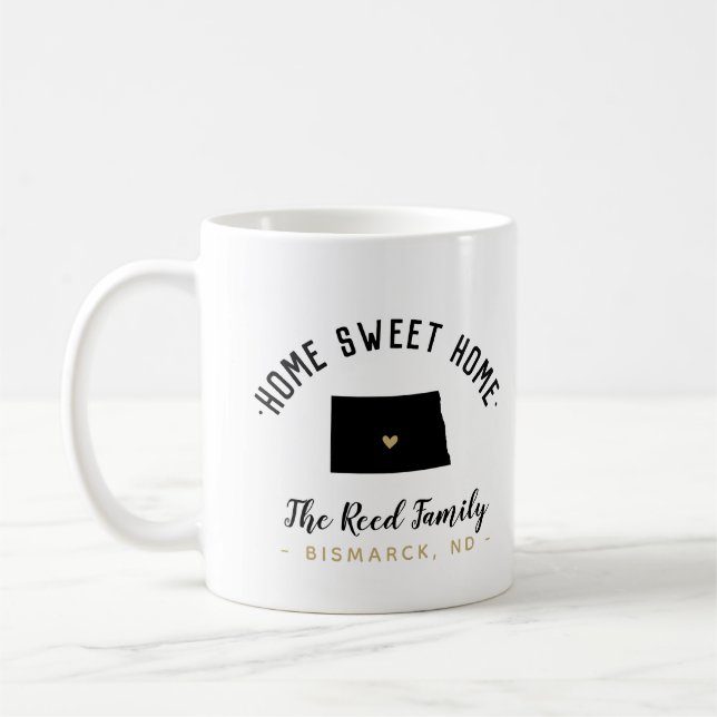 North Dakota Home Sweet Home Family Monogram Mug (Left)