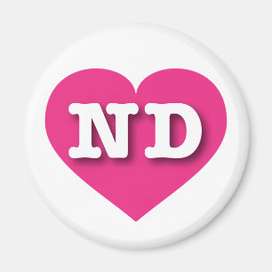 North Dakota Hot Pink Heart - Big Love Magnet