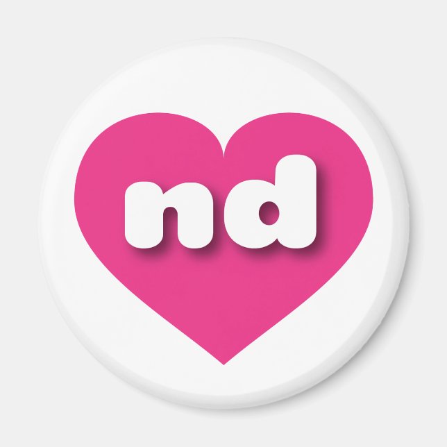 North Dakota hot pink heart - I love nd Magnet (Front)