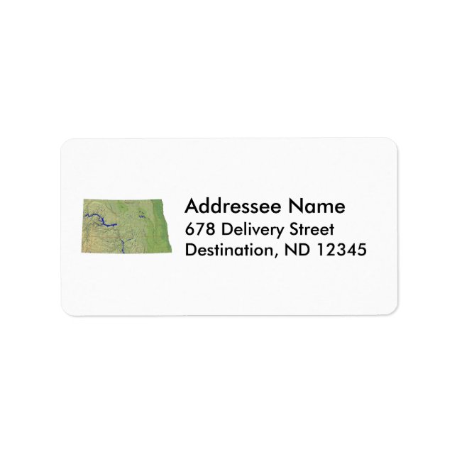 North Dakota Map Address Label (Front)