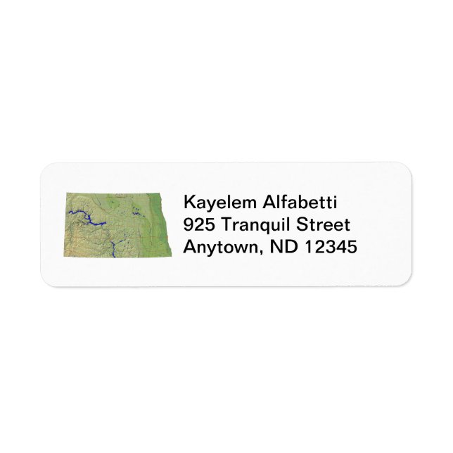 North Dakota Map Return Address Label (Front)