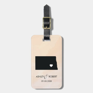 North Dakota Map Wedding Luggage Tag, Gift Tag