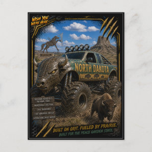 North Dakota Monster Truck Off Road Art Postcard