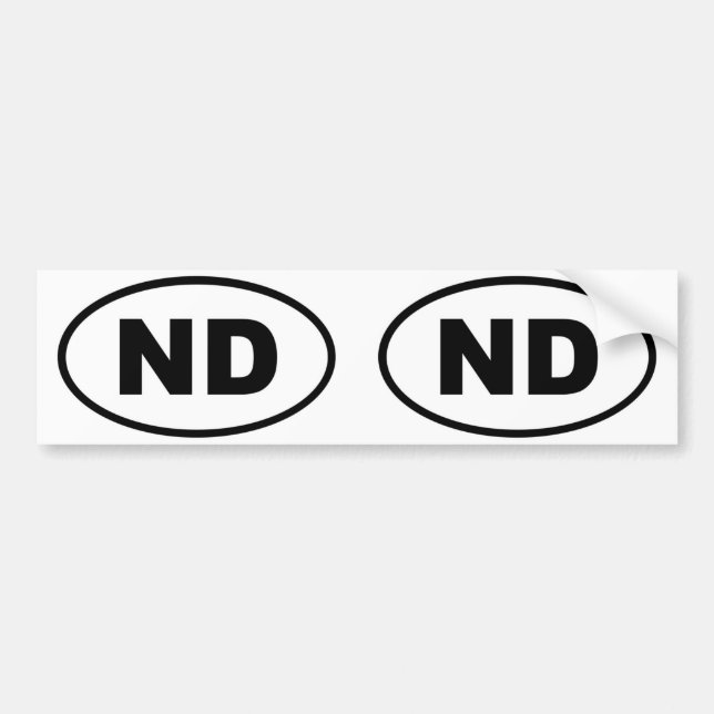 North Dakota ND oval Bumper Sticker (Front)