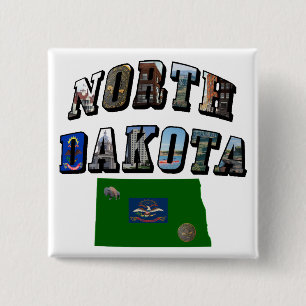 North Dakota Picture Text 15 Cm Square Badge