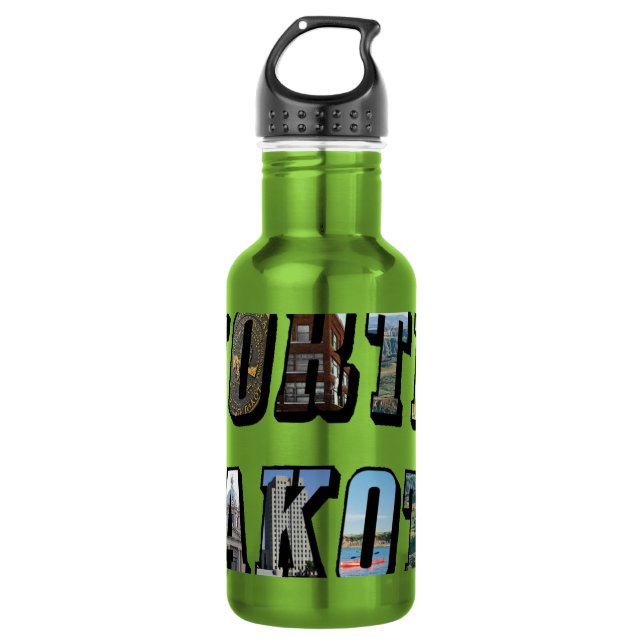 North Dakota Picture Text 532 Ml Water Bottle (Front)