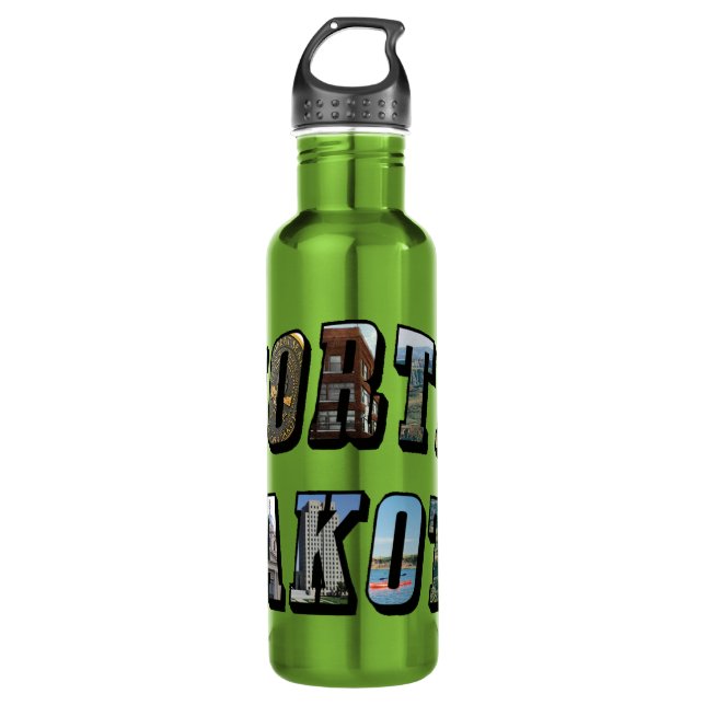 North Dakota Picture Text 710 Ml Water Bottle (Front)