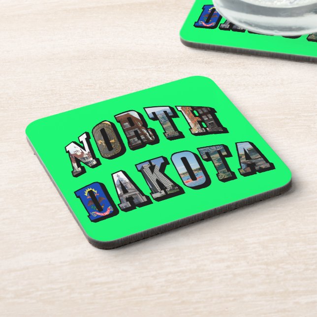 North Dakota Picture Text Coaster (Left Side)