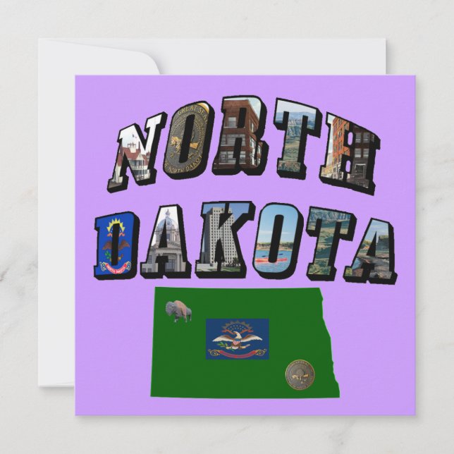North Dakota Picture Text Invitation (Front)