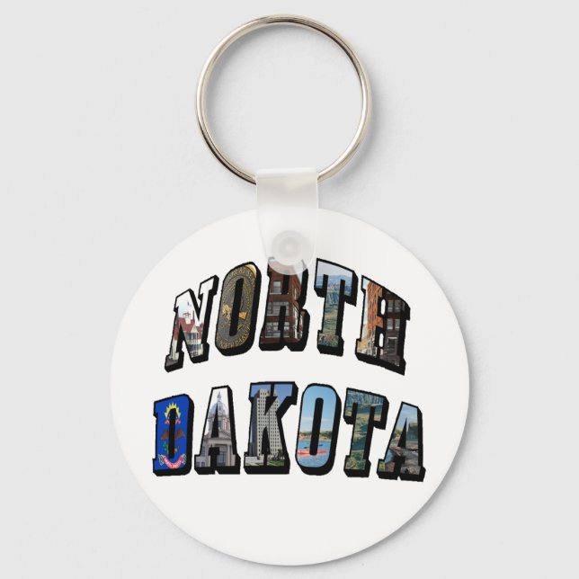 North Dakota Picture Text Key Ring (Front)