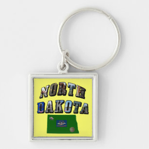North Dakota Picture Text Key Ring