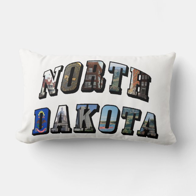 North Dakota Picture Text Lumbar Cushion (Front)