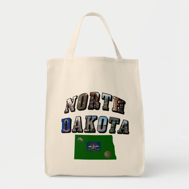 North Dakota Picture Text Tote Bag (Front)