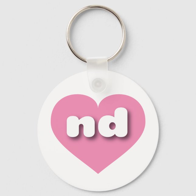North Dakota pink heart - I love nd Key Ring (Front)