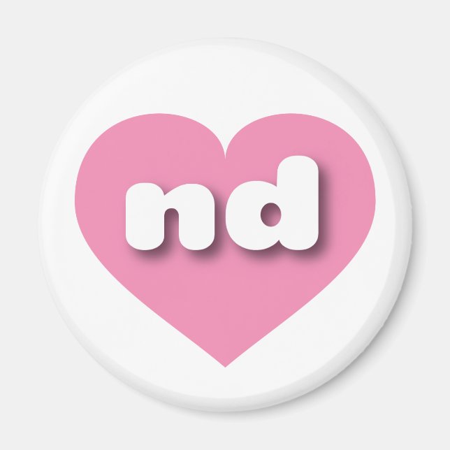 North Dakota pink heart - I love nd Magnet (Front)