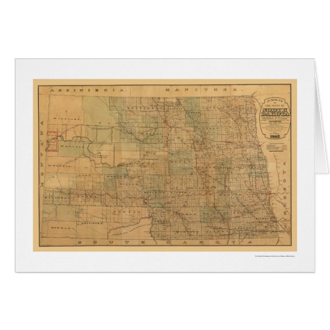 North Dakota Railroad Map 1892 (Front Horizontal)